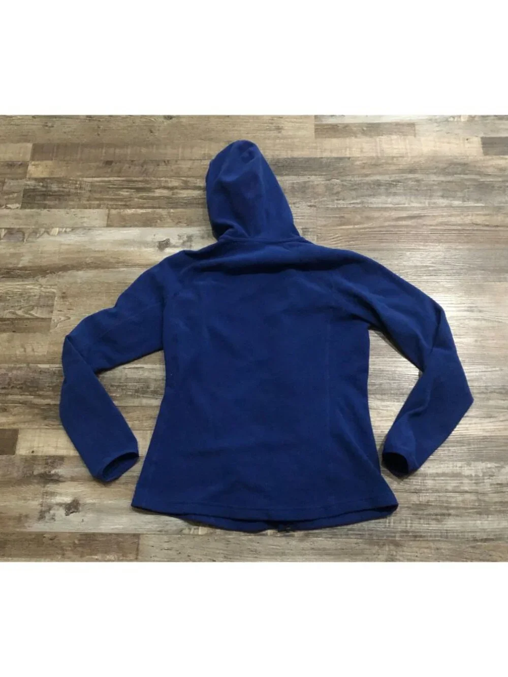 The North Face Womens Medium Blue Full Zip Fleece Hooded Jacked White Falcon